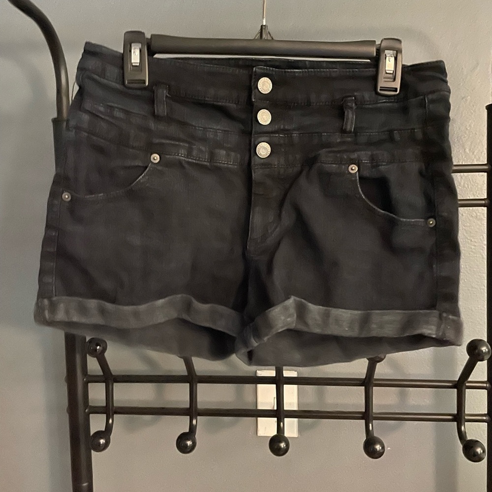 Black high waisted button fly jeans shorts size 12